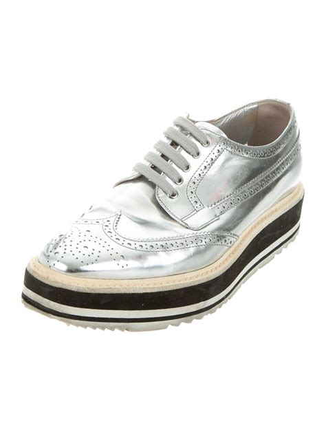 prada oxford shoes silver